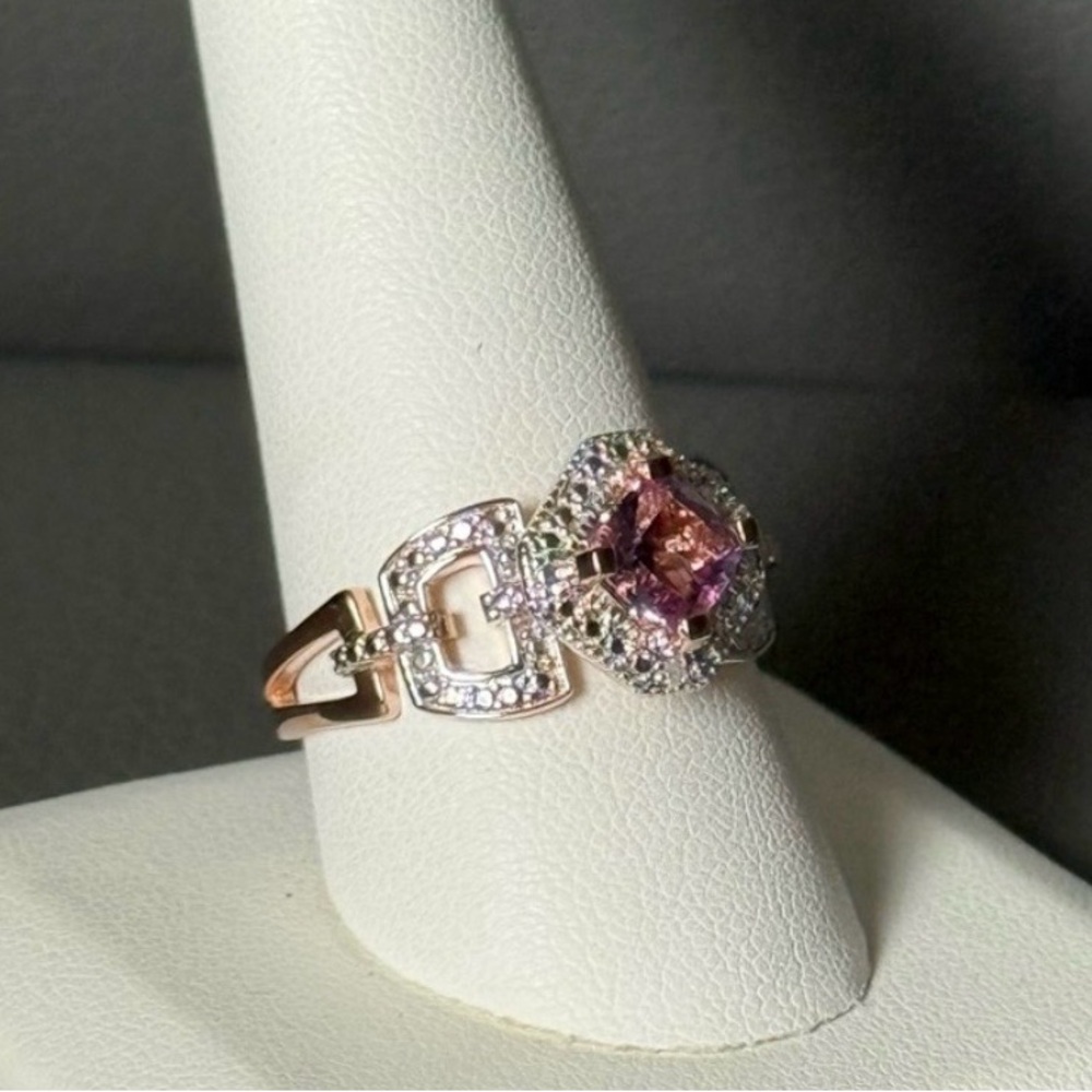 Sterling Silver/Rose Gold Art Deco Ring